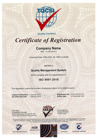Yaran Certificate of Registration Example