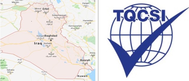 Map of Iraq and TQCSI logo